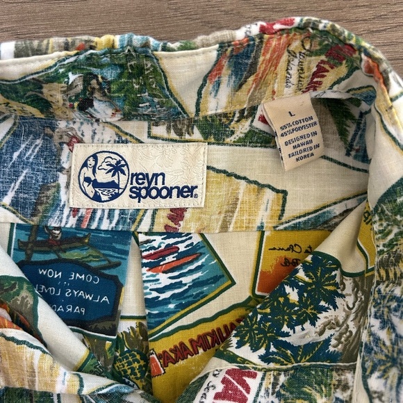 REYN SPOONER Hawaiian Post Cards Print Men's Shirt Size Large - Picture 5 of 7